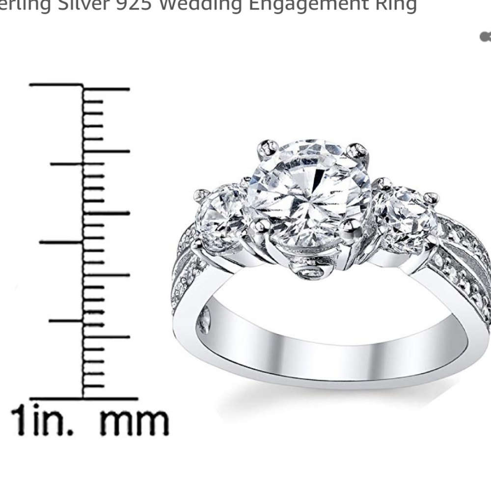 2 tcw Sterling Silver Past, Present, Future ring - Picture 5 of 16